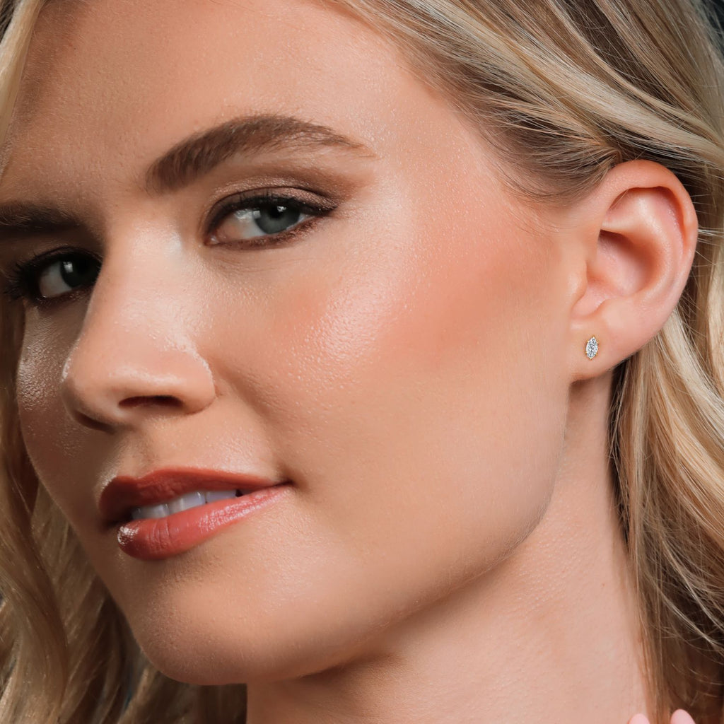 White Moissanite - April_Earrings in 14K Yellow Gold