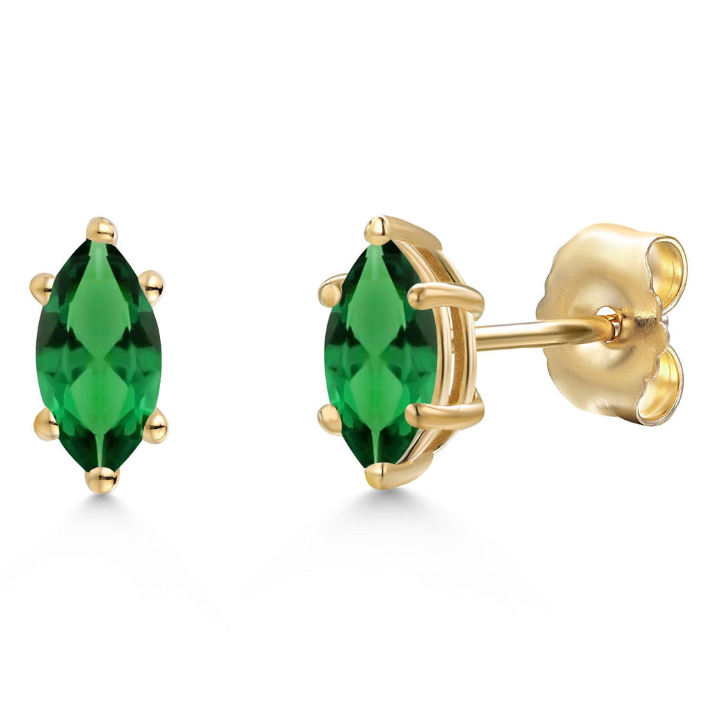 Nano Emerald - May_Earrings in 14K Yellow Gold