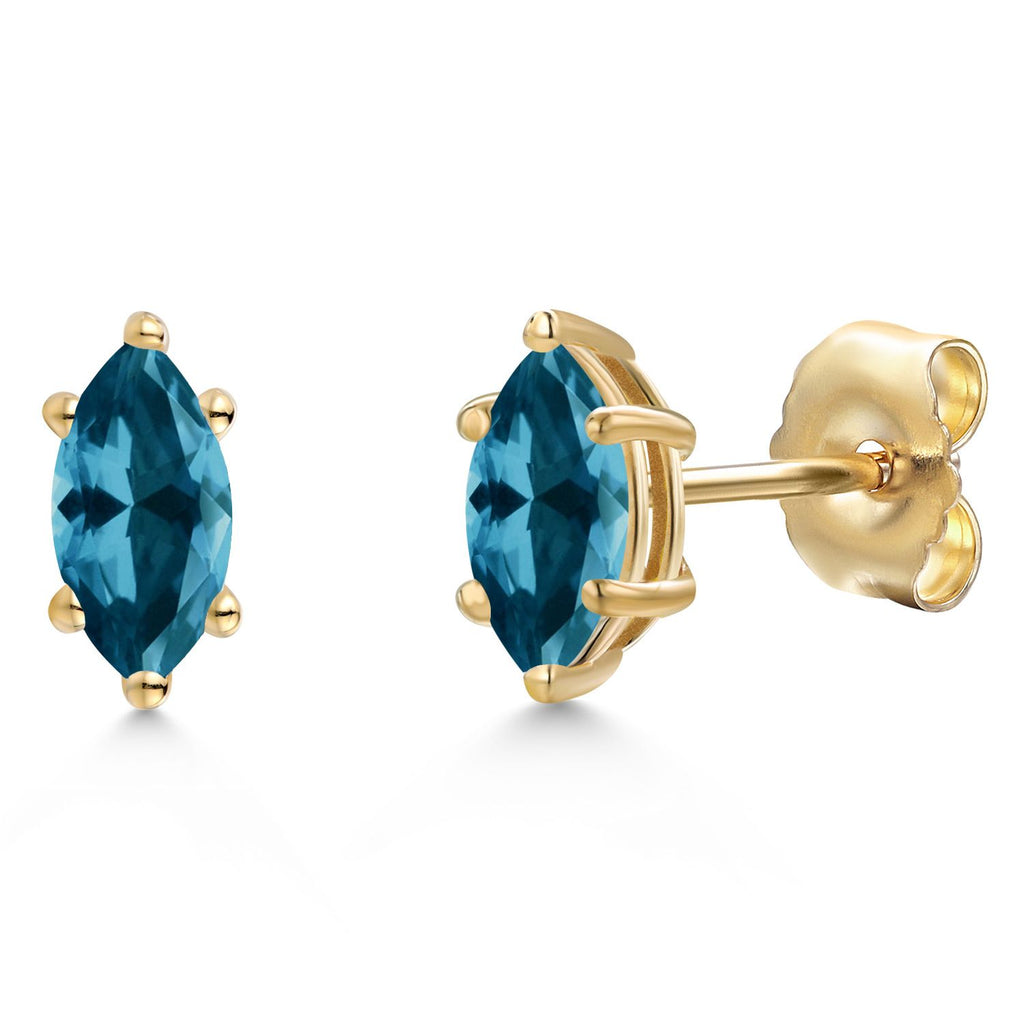 London Blue Topaz - November_Earrings in 14K Yellow Gold