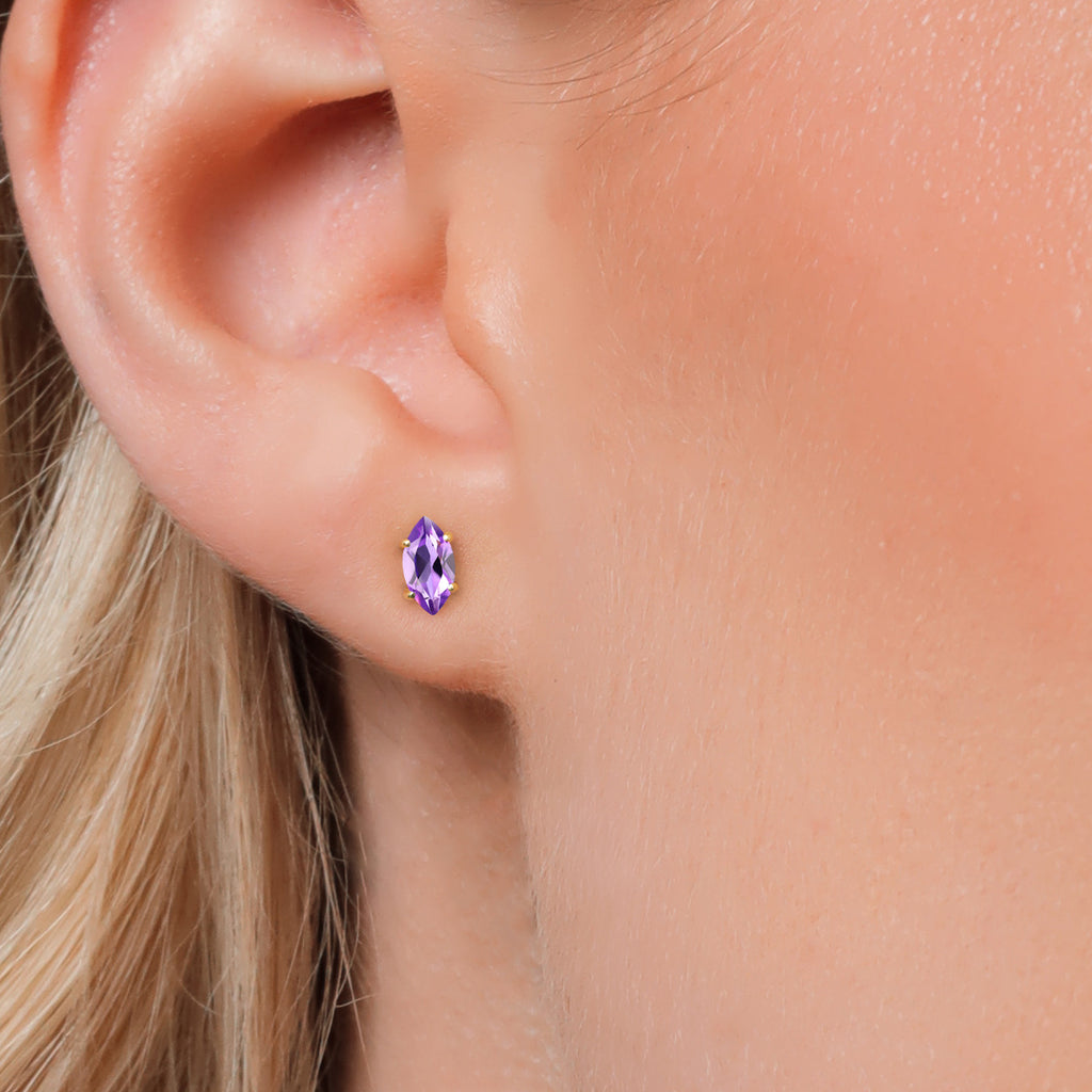Amethyst - February_Earrings in 14K Yellow Gold