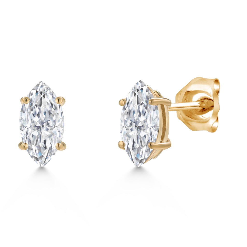 White Moissanite - April_Earrings in 14K Yellow Gold