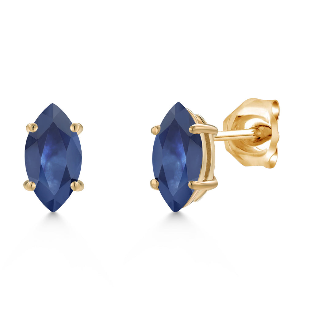 Blue Sapphire - September_Earrings in 14K Yellow Gold