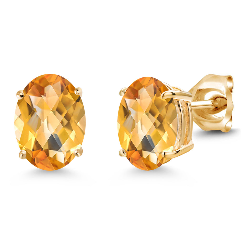 Citrine-Checkerboard - November_Earrings in 14K Yellow Gold