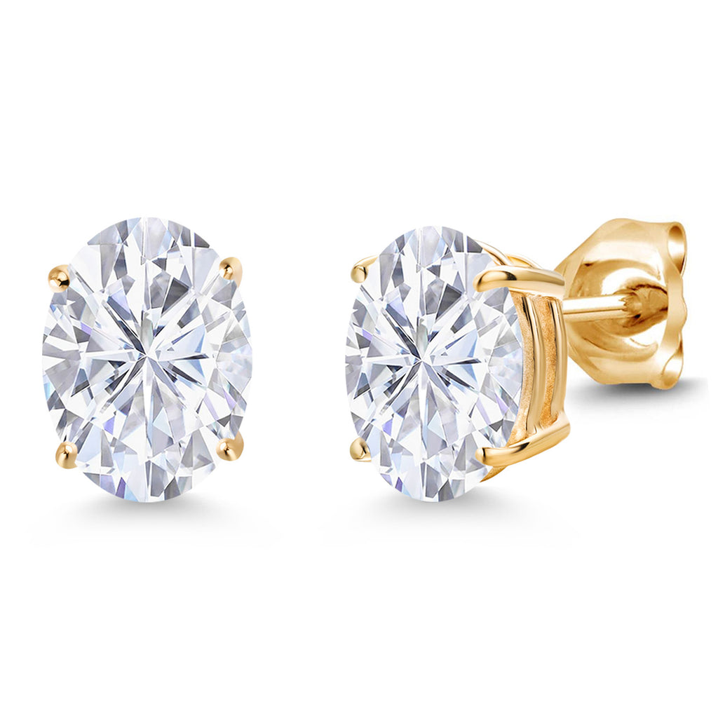 White Moissanite - April_Earrings in 14K Yellow Gold