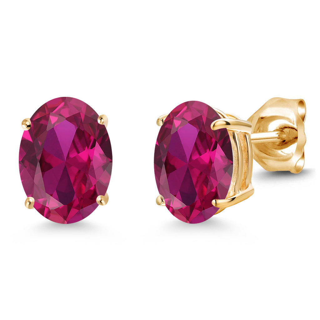 Created Ruby - July_Earrings in 14K Yellow Gold