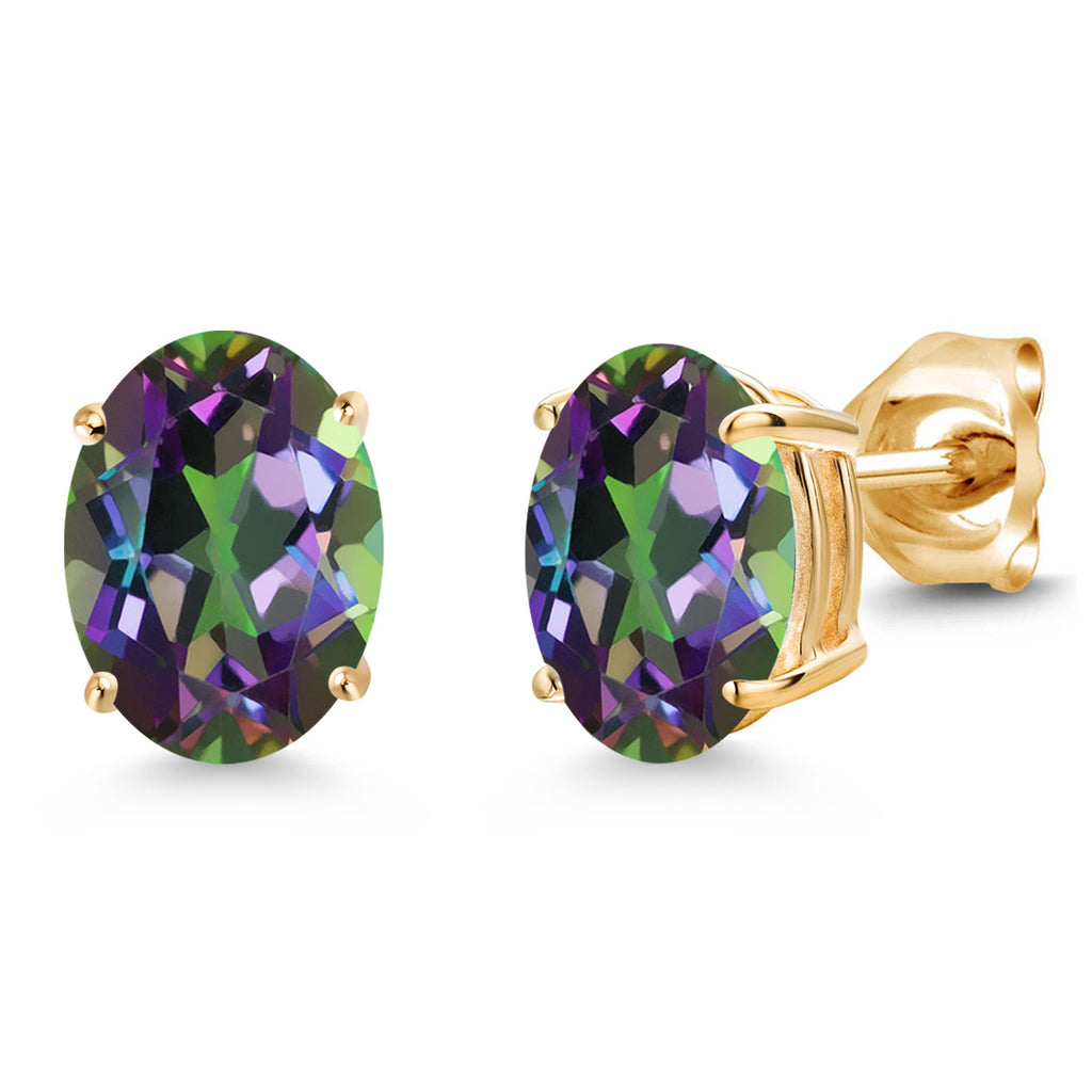Green Mystic Topaz_Earrings in 14K Yellow Gold
