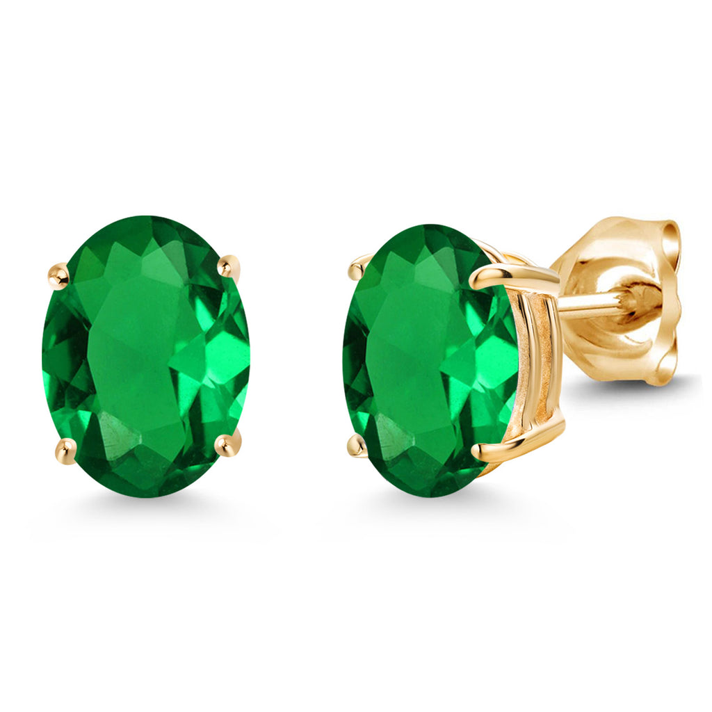Nano Emerald - May_Earrings in 14K Yellow Gold