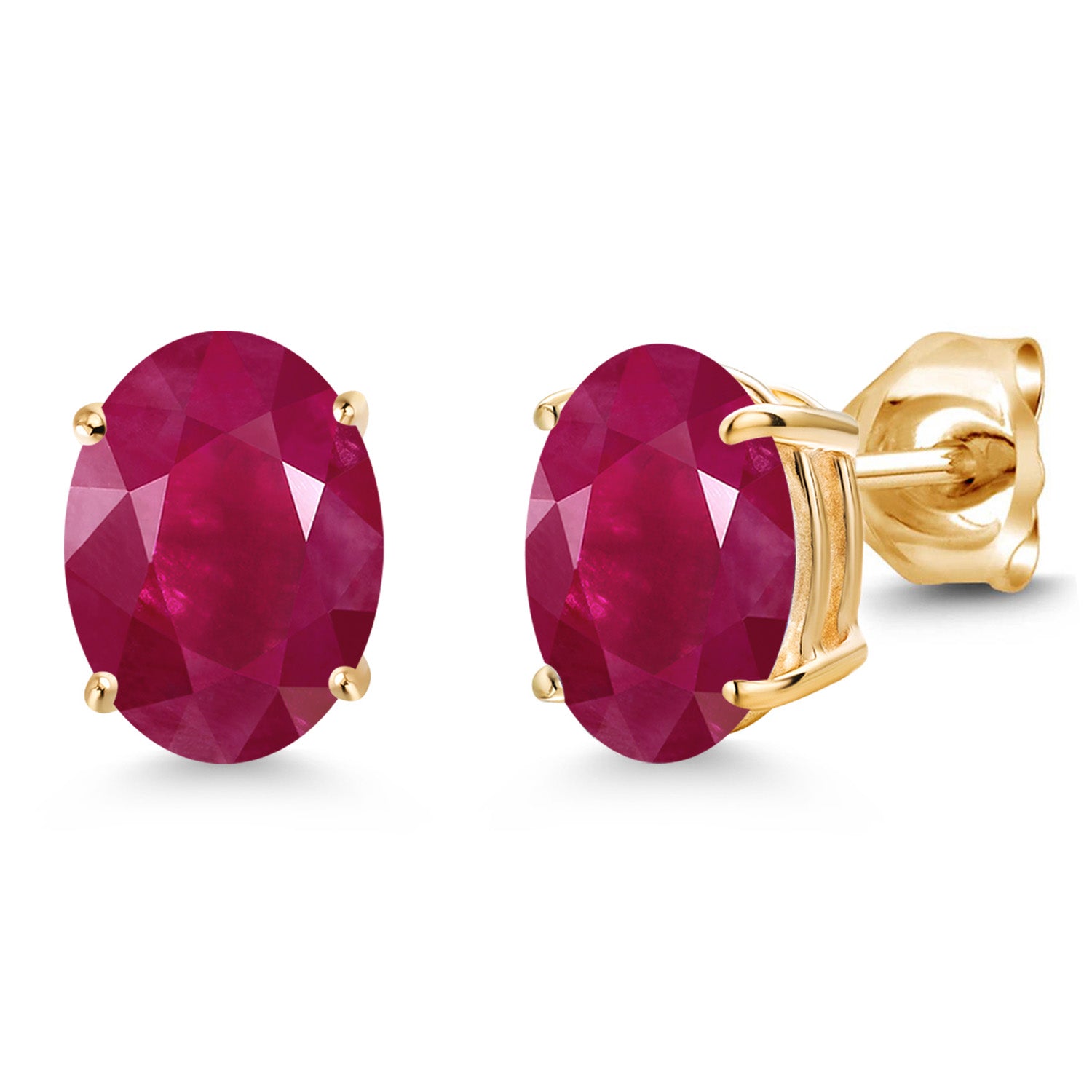 Ruby - July_Earrings in 14K Yellow Gold