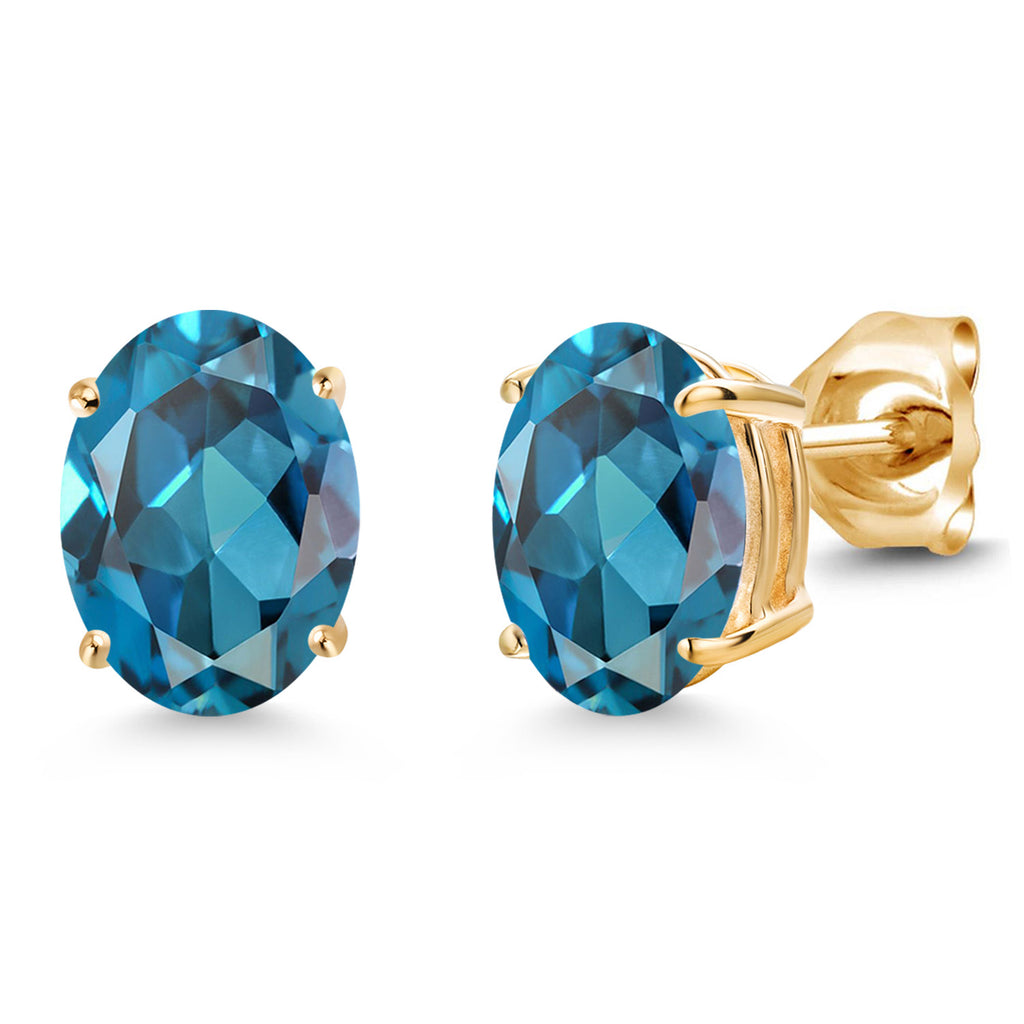 London Blue Topaz - November_Earrings in 14K Yellow Gold
