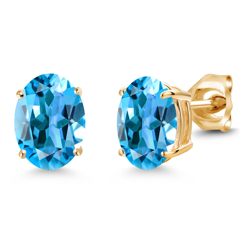 Swiss Blue Topaz - November_Earrings in 14K Yellow Gold