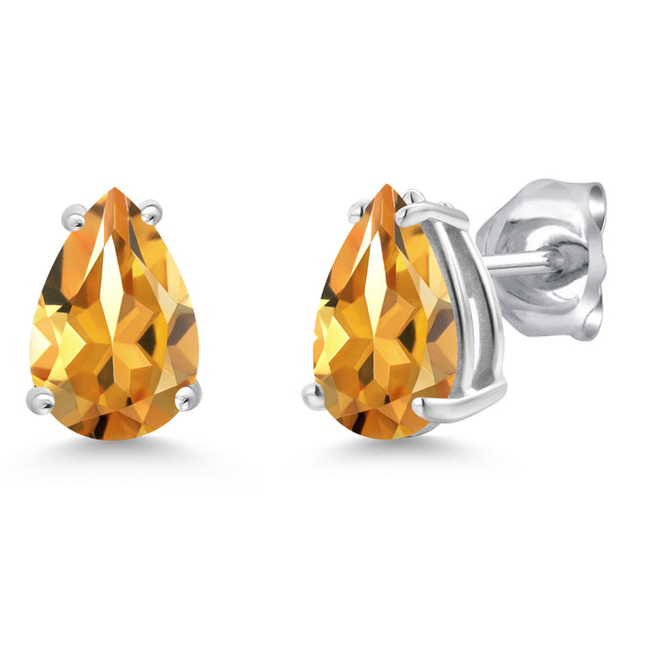 Citrine - November_Earrings in 14K White Gold