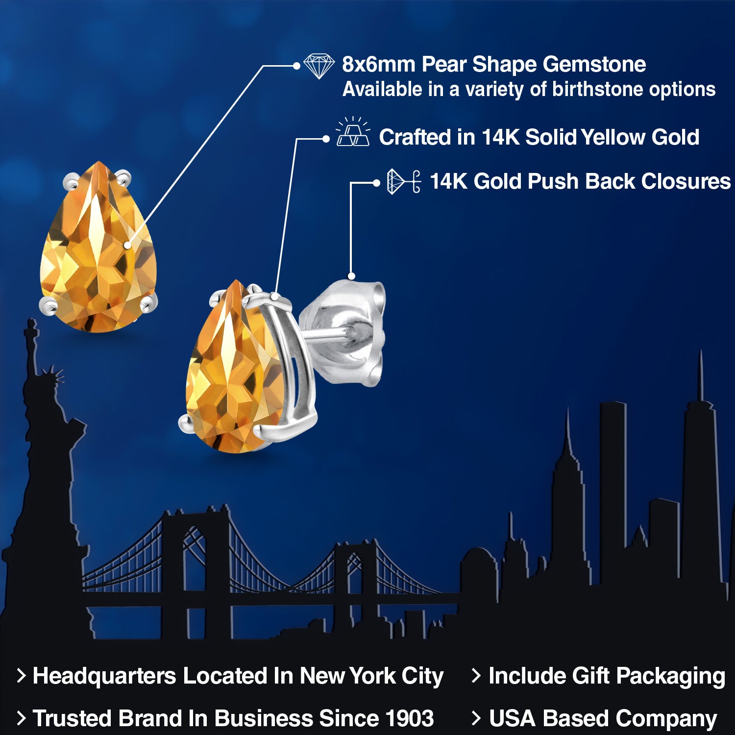 Citrine - November_Earrings in 14K White Gold