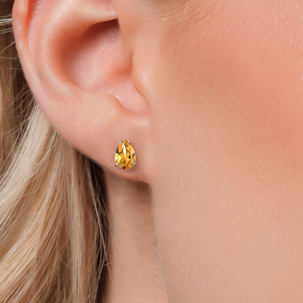 Citrine - November_Earrings in 14K White Gold