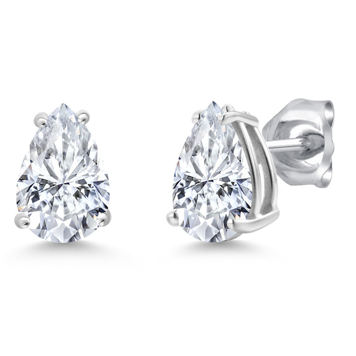 White Moissanite - April_Earrings in 14K White Gold