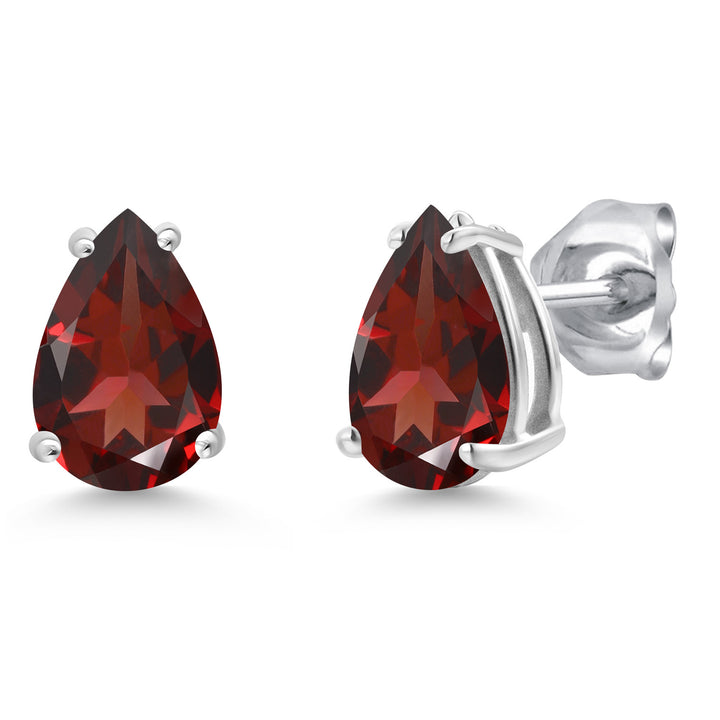 Garnet - January_Earrings in 14K White Gold