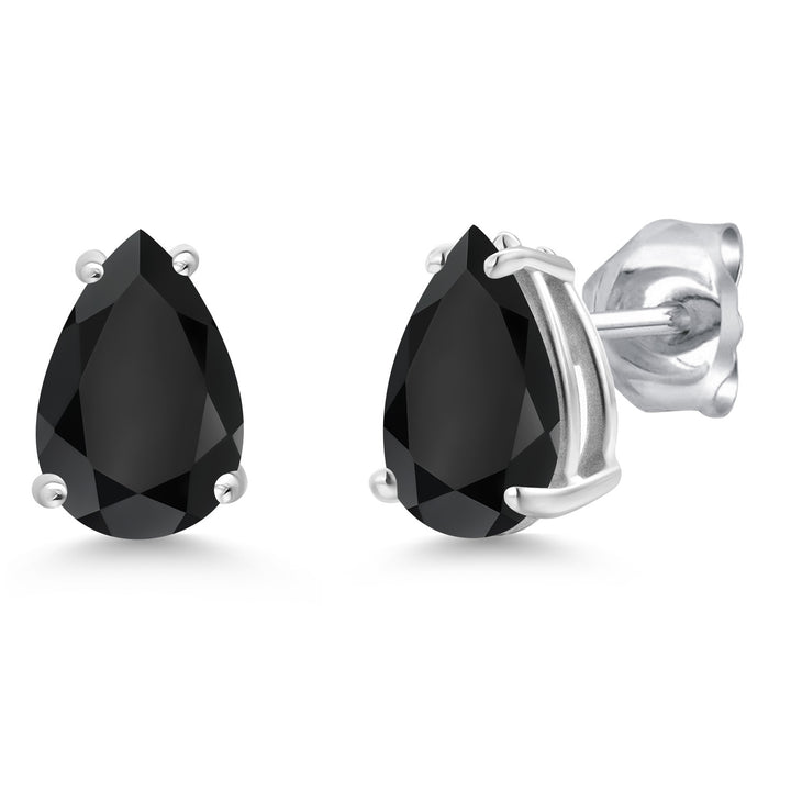 Black Onyx - December_Earrings in 14K White Gold