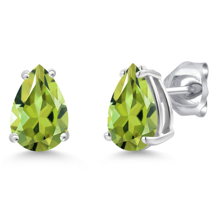 Peridot - August_Earrings in 14K White Gold