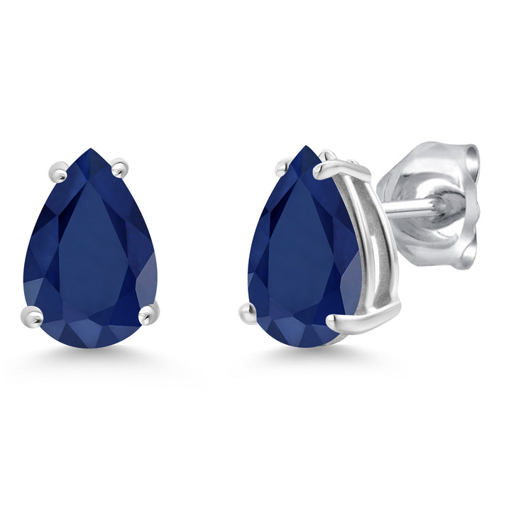 Blue Sapphire - September_Earrings in 14K White Gold