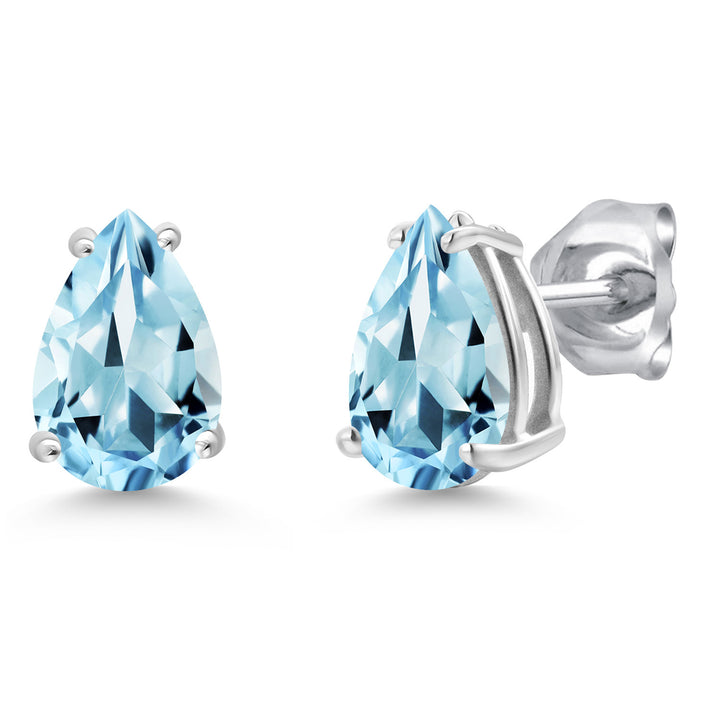 Sky Blue Topaz - November_Earrings in 14K White Gold