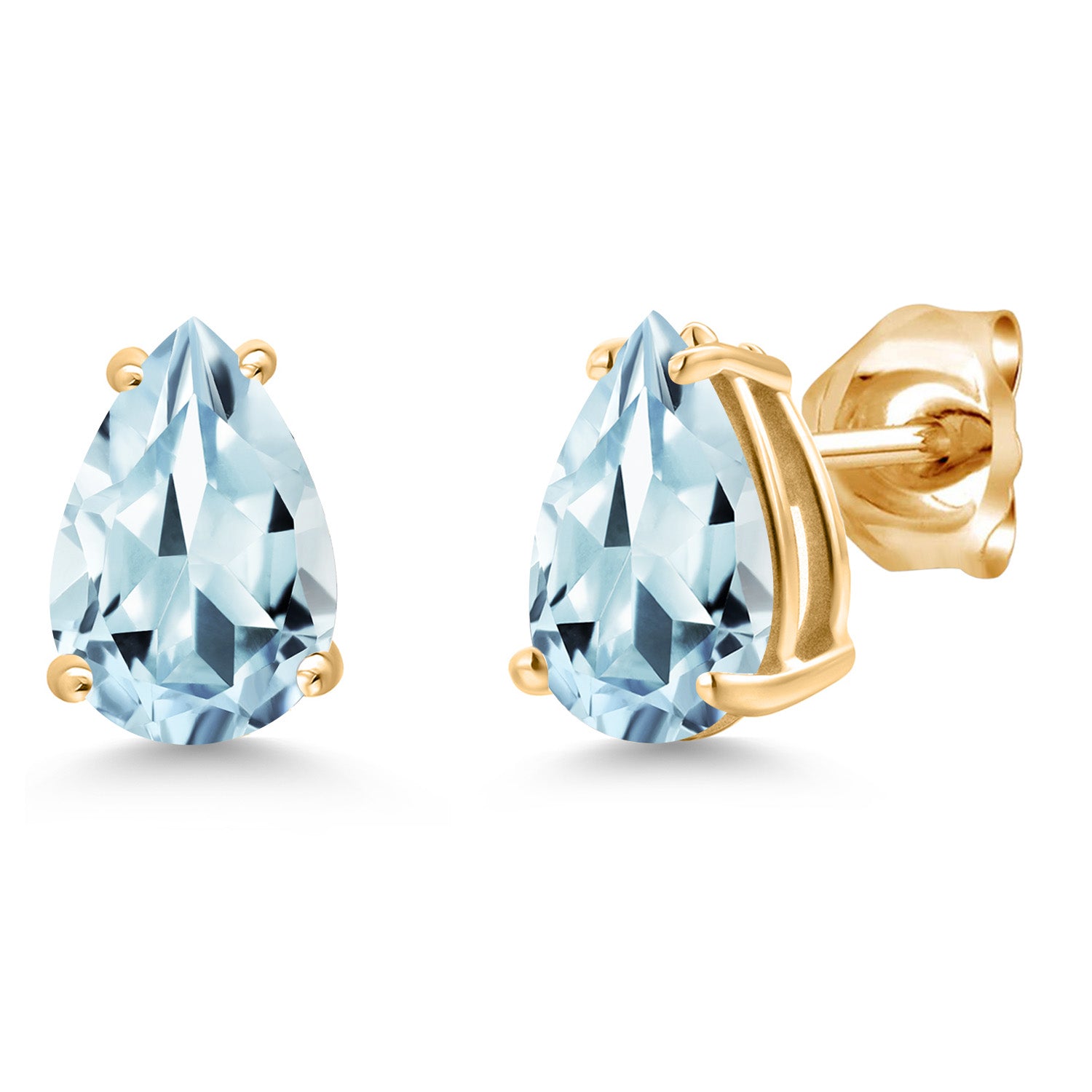 Aquamarine - March_Earrings in 14K Yellow Gold