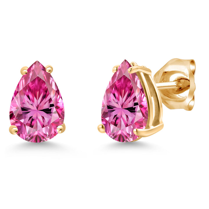 Pink Moissanite - April_Earrings in 14K Yellow Gold