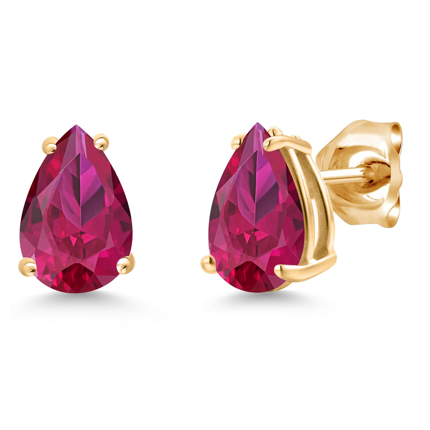 Created Ruby - July_Earrings in 14K Yellow Gold