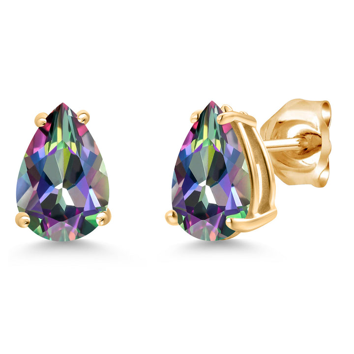 Green Mystic Topaz_Earrings in 14K Yellow Gold