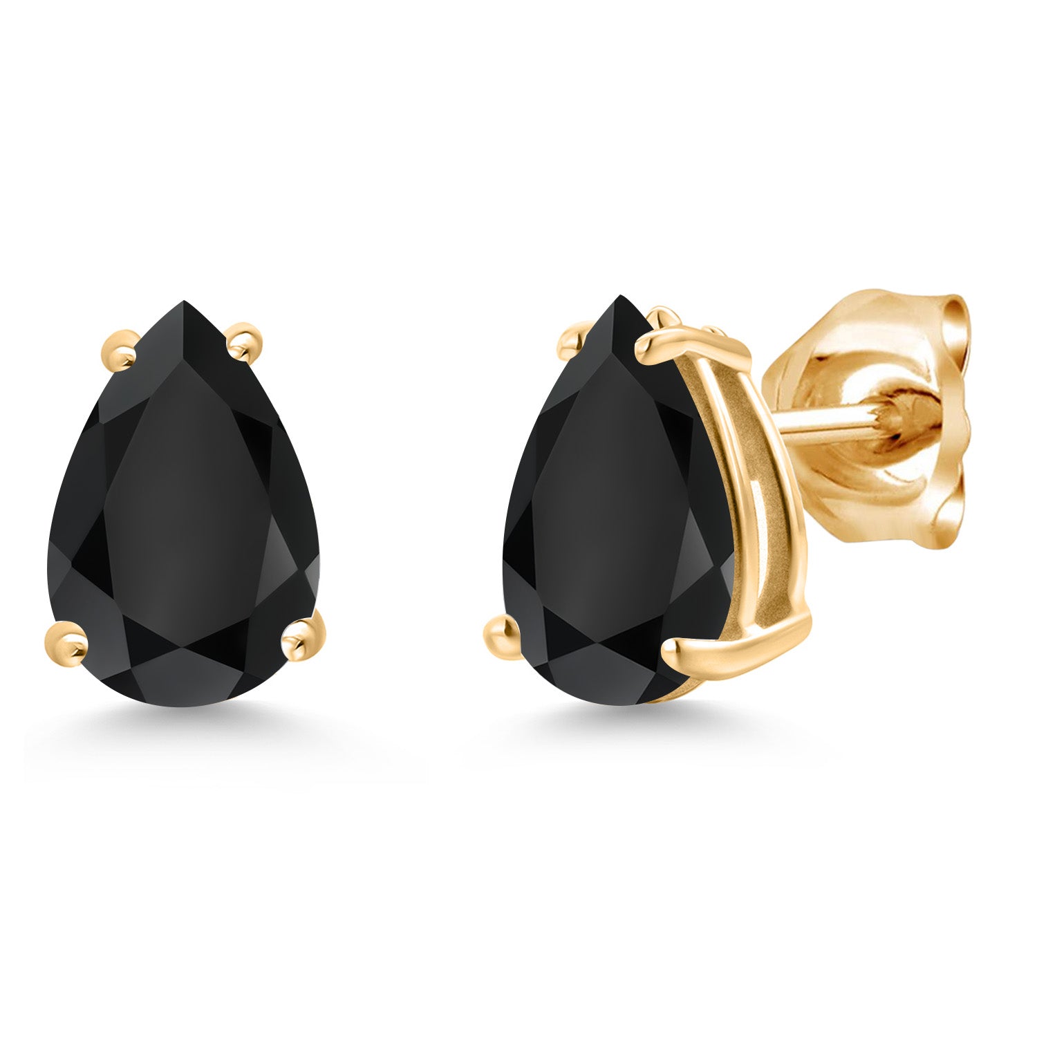 Black Onyx - December_Earrings in 14K Yellow Gold