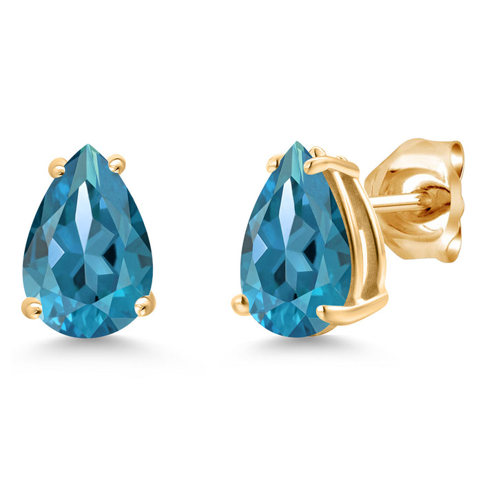 London Blue Topaz - November_Earrings in 14K Yellow Gold