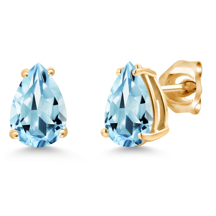 Sky Blue Topaz - November_Earrings in 14K Yellow Gold