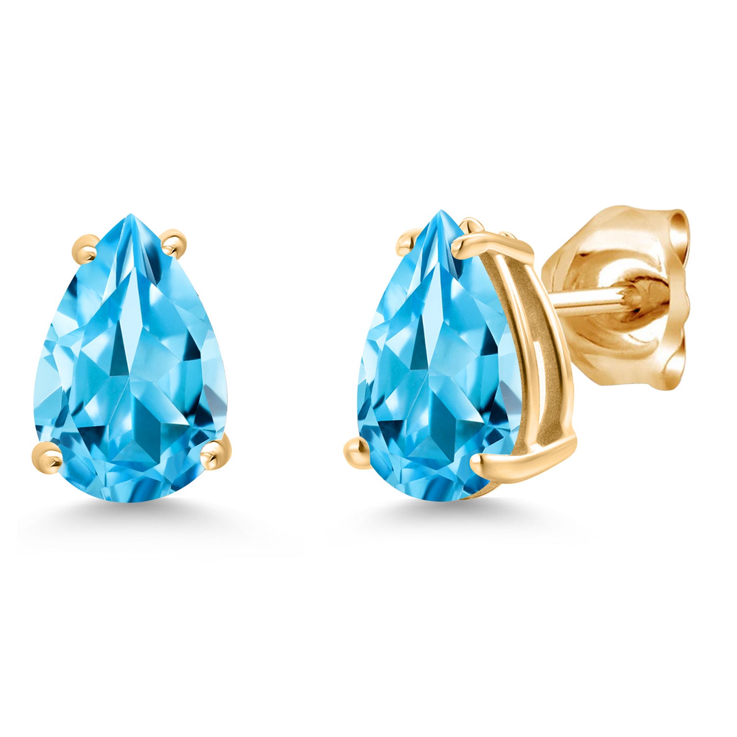 Swiss Blue Topaz - November_Earrings in 14K Yellow Gold