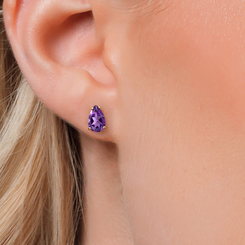 Amethyst - February_Earrings in 14K Yellow Gold