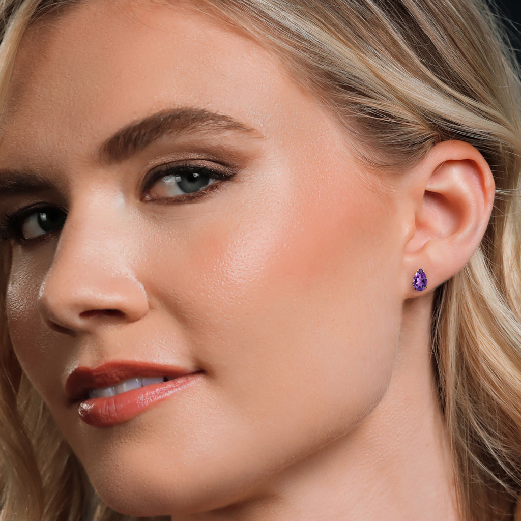 Amethyst - February_Earrings in 14K Yellow Gold