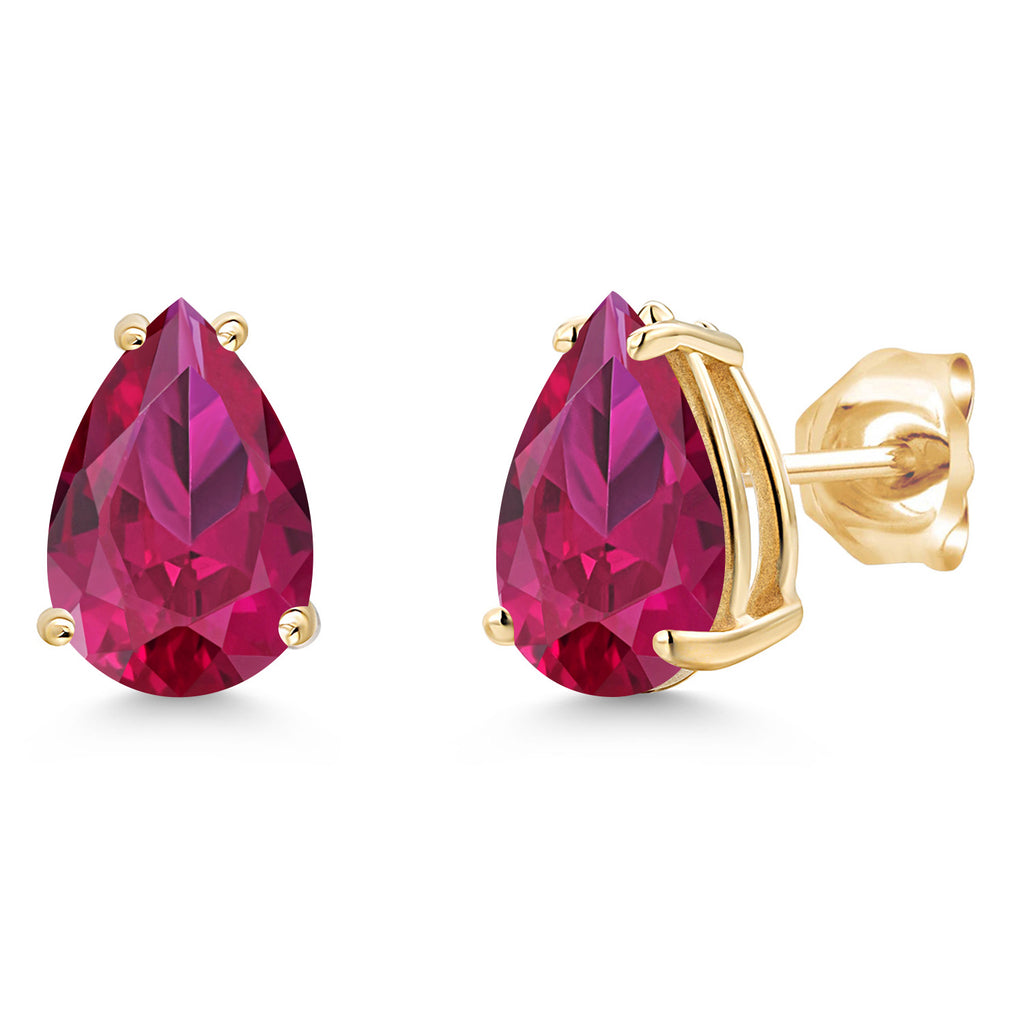 Created Ruby - July_Earrings in 14K Yellow Gold