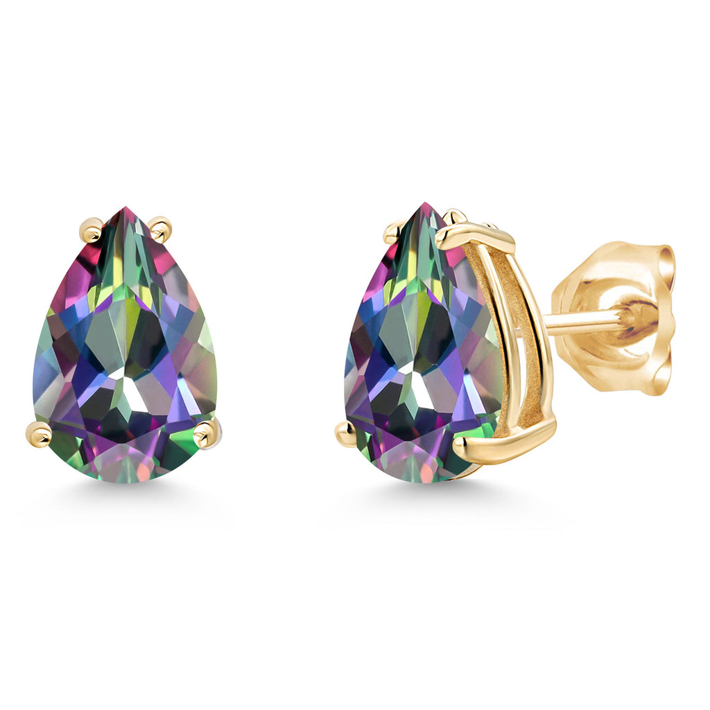Green Mystic Topaz_Earrings in 14K Yellow Gold