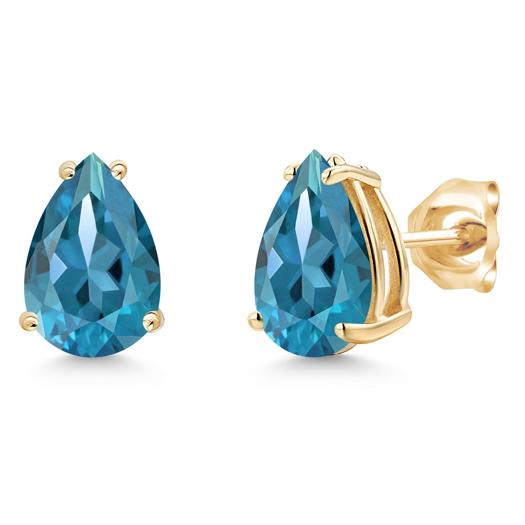 London Blue Topaz - November_Earrings in 14K Yellow Gold