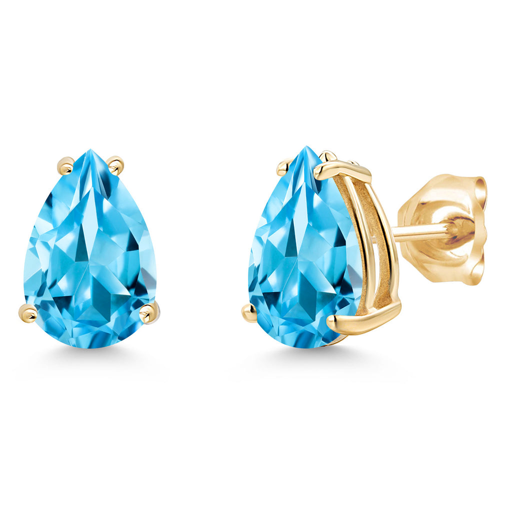 Swiss Blue Topaz - November_Earrings in 14K Yellow Gold