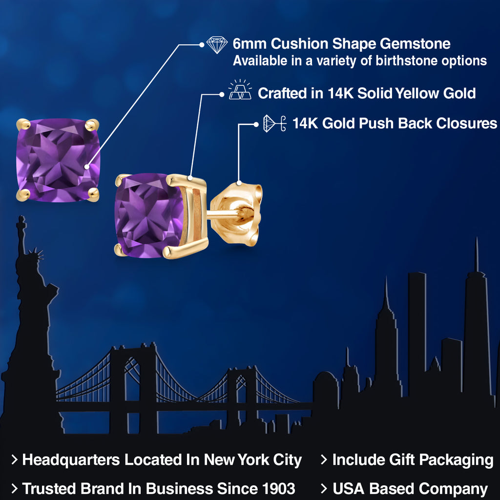 Amethyst - February_Earrings in 14K Yellow Gold
