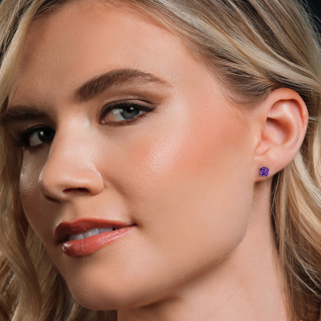 Amethyst - February_Earrings in 14K Yellow Gold