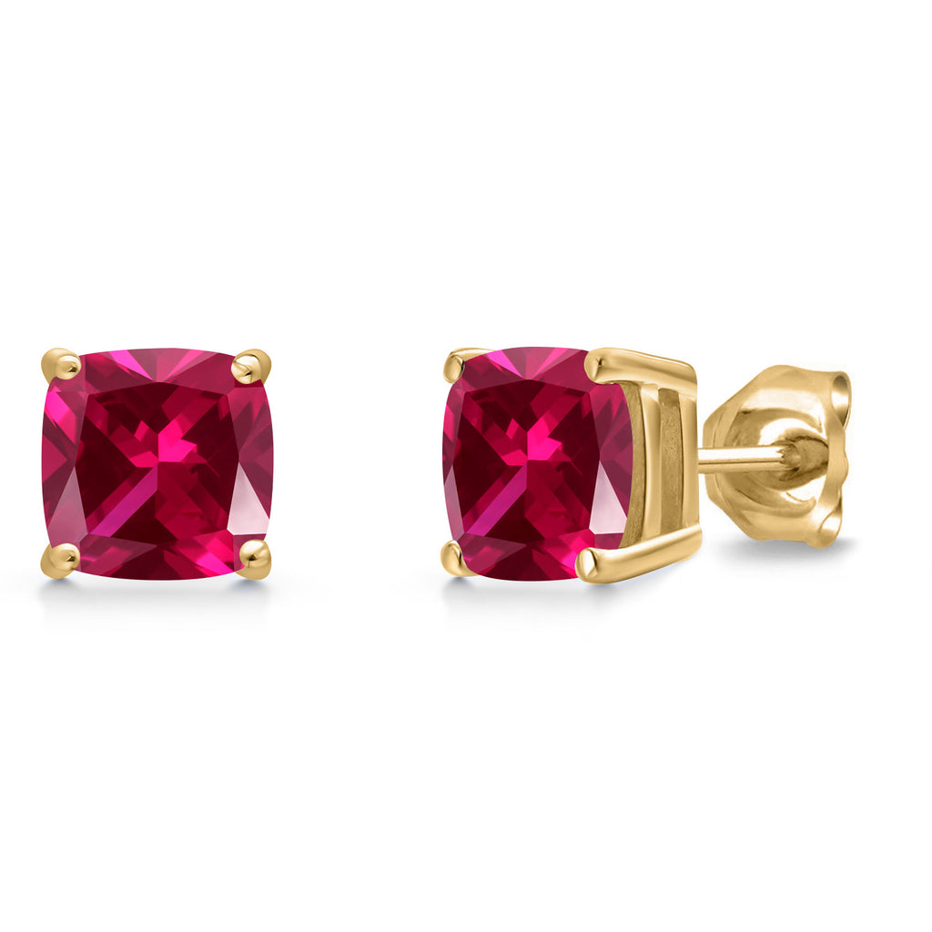 Created Ruby - July_Earrings in 14K Yellow Gold