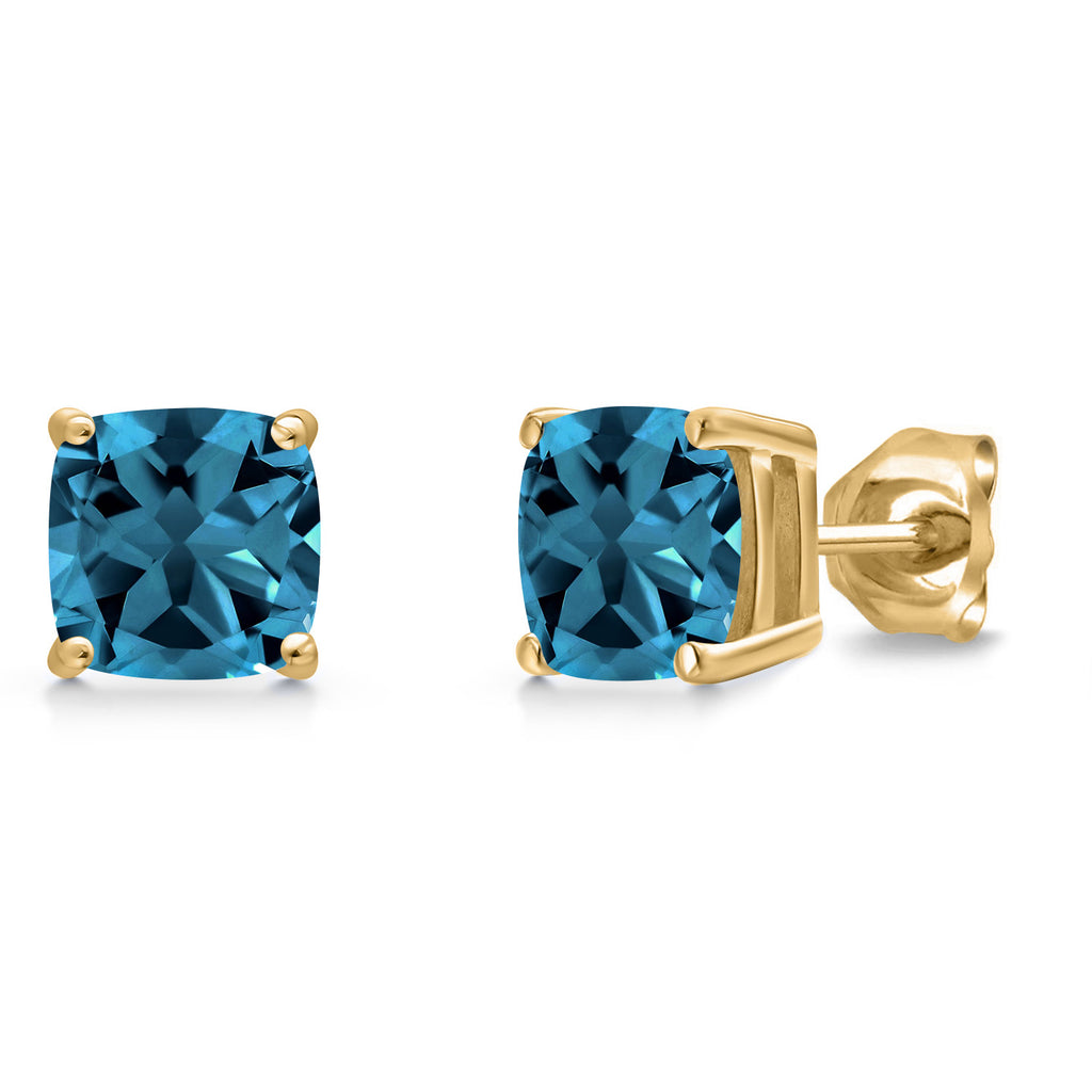 London Blue Topaz - November_Earrings in 14K Yellow Gold