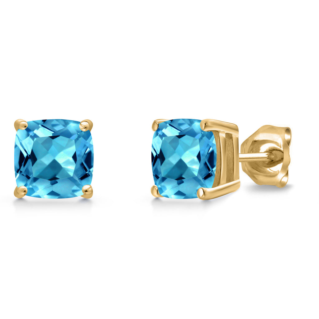 Swiss Blue Topaz - November_Earrings in 14K Yellow Gold