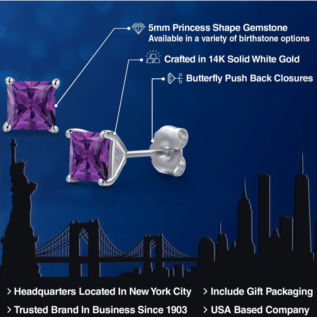 Amethyst - February_Earrings in 14K White Gold