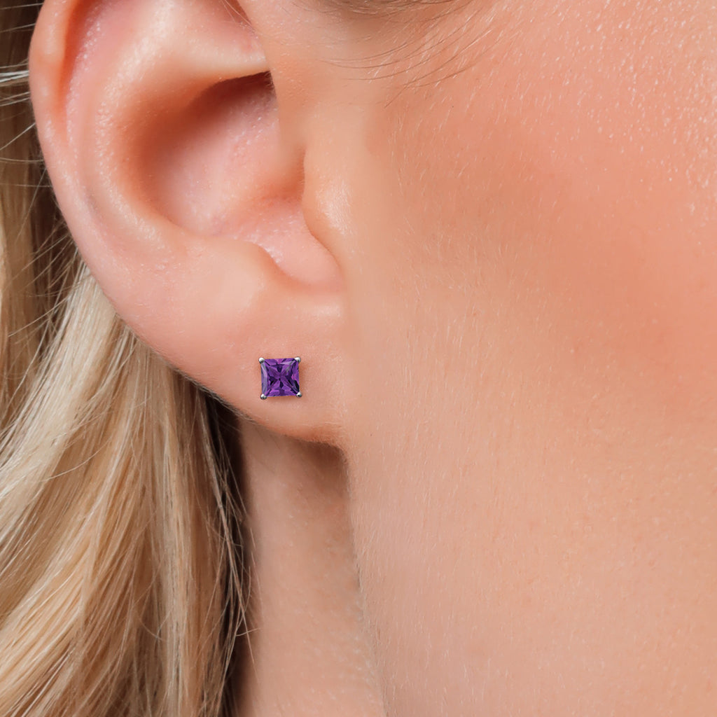 Amethyst - February_Earrings in 14K White Gold