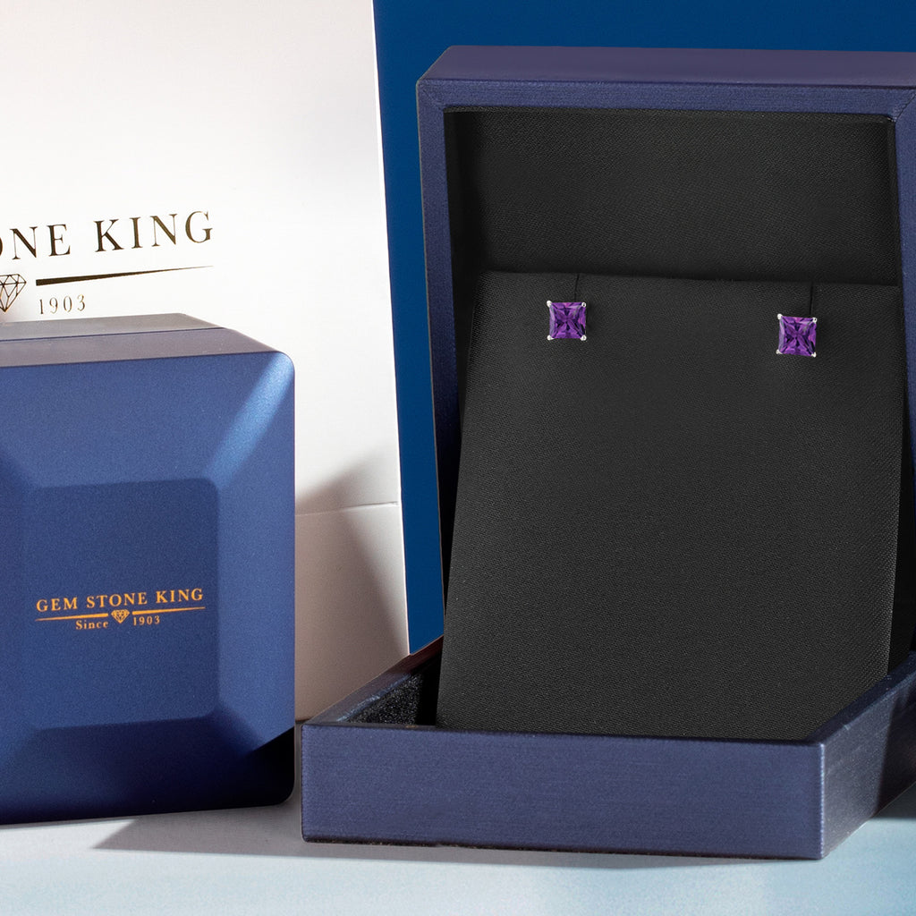 Amethyst - February_Earrings in 14K White Gold