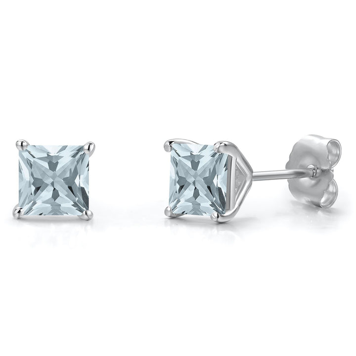 Aquamarine - March_Earrings in 14K White Gold