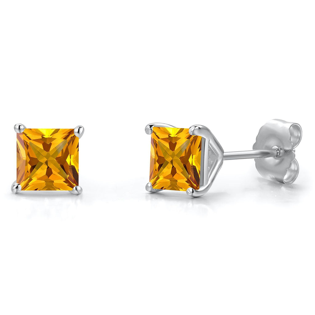 Citrine - November_Earrings in 14K White Gold