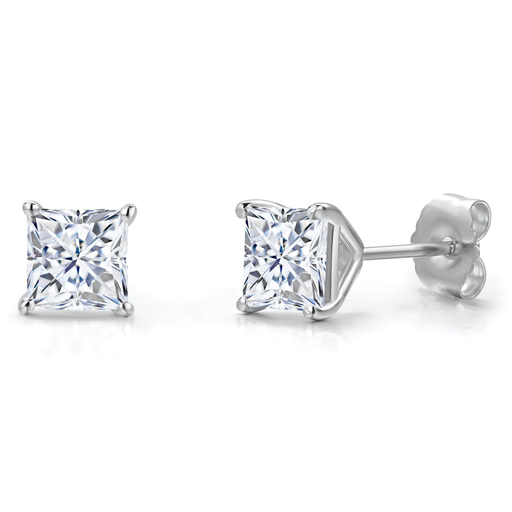 White Moissanite - April_Earrings in 14K White Gold