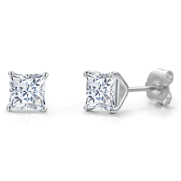White Moissanite - April_Earrings in 14K White Gold