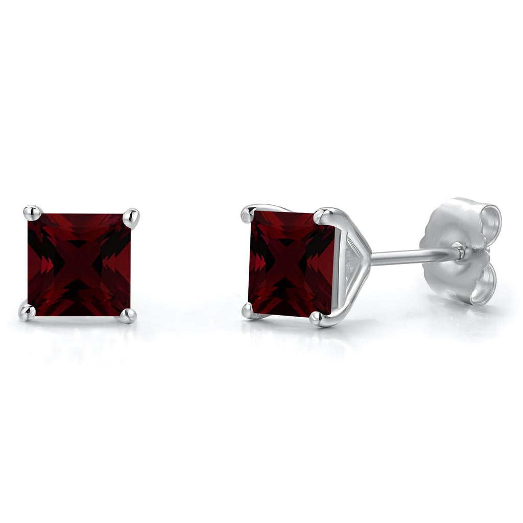 Garnet - January_Earrings in 14K White Gold